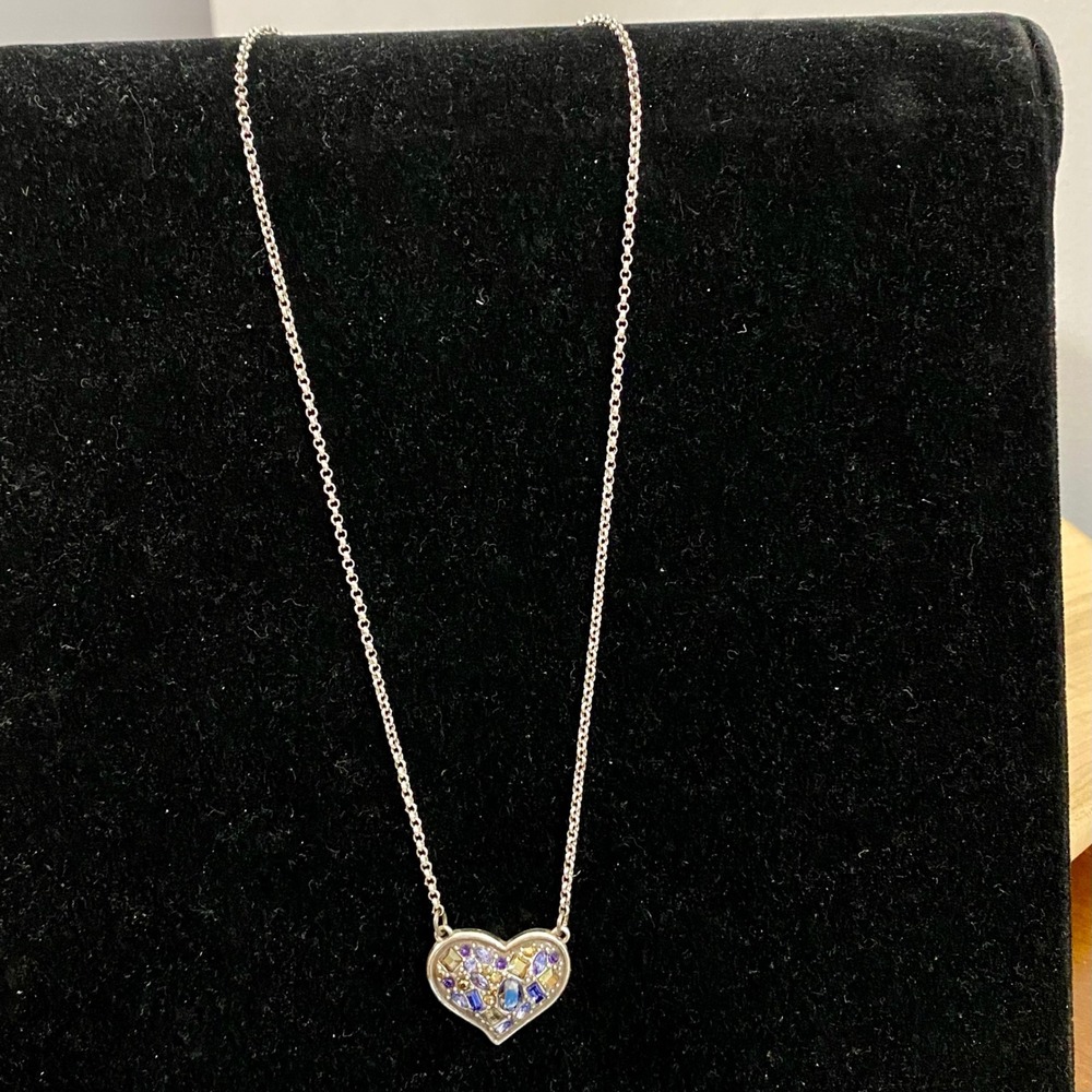 Brighton Be You The World Will Adjust Women Silver Purple Crystal Heart Necklace - Picture 12 of 12